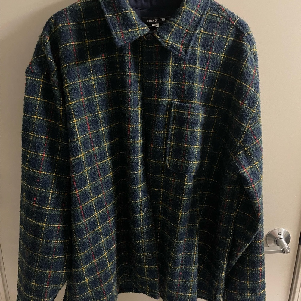 Urban Outfitters Boucle Plaid Shirt Jacket